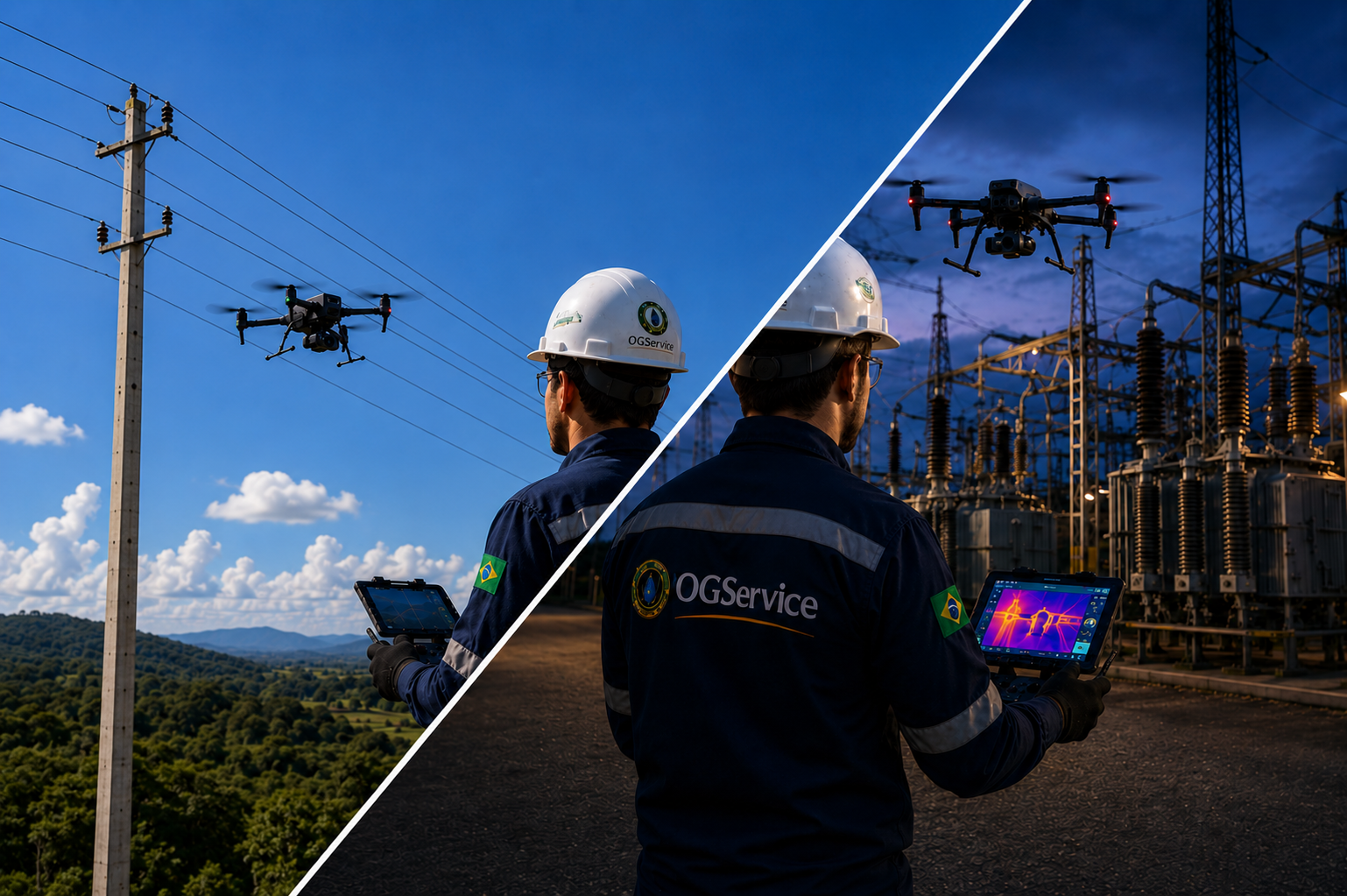 Vista aérea de instalações industriais inspecionadas por drone